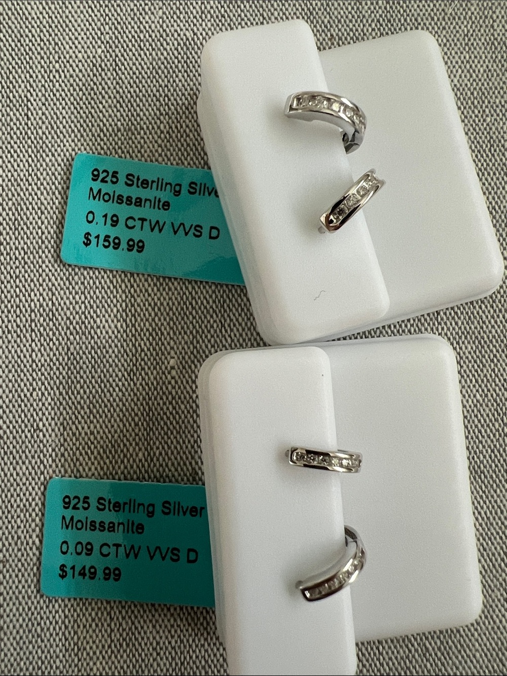 Sterling Silver Moissanite Huggies - Picture 2 of 6